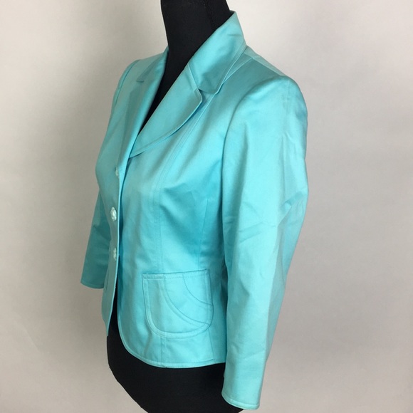 Tahari Woman’s Arthur S. Levine Blazer Aqua Sz 4p - Picture 3 of 7